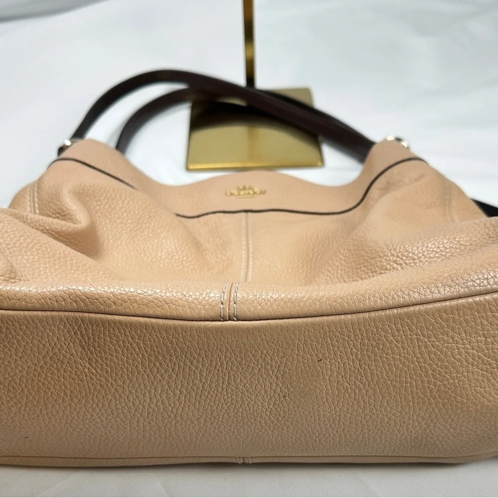 Coach NY Lexy F31987 Tan Pebble Leather Shoulder Bag Satchel w/storage bag
